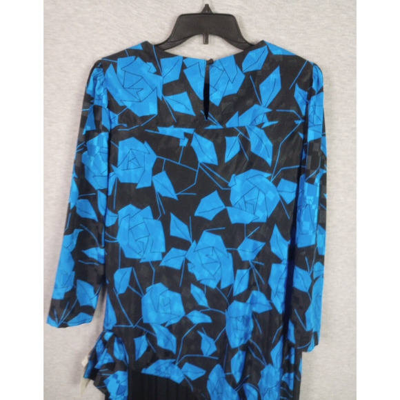 Vintage Dress 14 1/2 Blue Black Formal Lorac Original Division Lady Carol - Picture 7 of 14